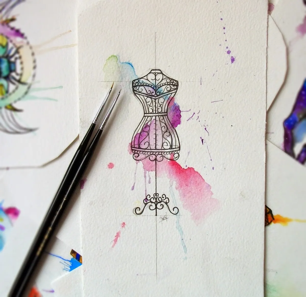 Arte por W. Albuquerque - Manequim Vintage pintura, arte, desenho, watercolor painting, tattoo art, tattoo idea, watercolor tattoo, painting, drawing, drawing watercolor, aquarela, pintura aquarela, arte com aquarela, art, w. albuquerque, washington albuquerque, chilligrr, vintage, manequim tattoo, manequim desenho