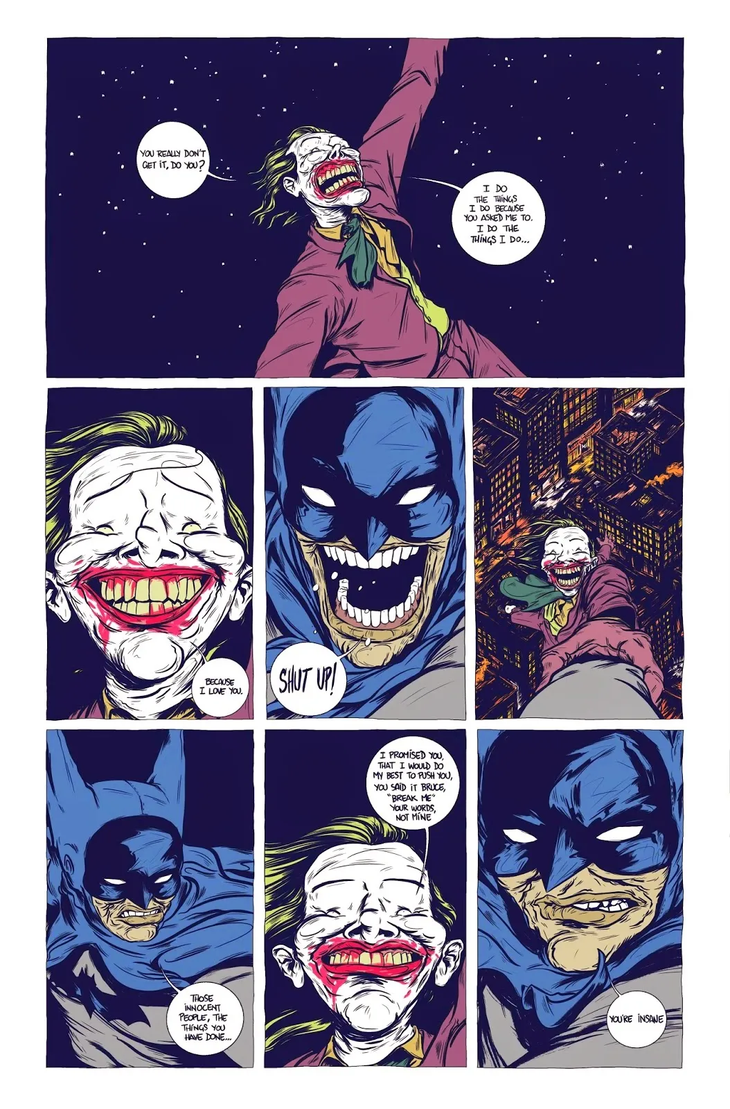 Pág IX - Batman - The Deal por G. Preciado e D. Bayliss batman, batman the deal, daniel bayliss, gerardo preciado, moonhead batman, graphic novel batman, batman and joker, batman e coringa,