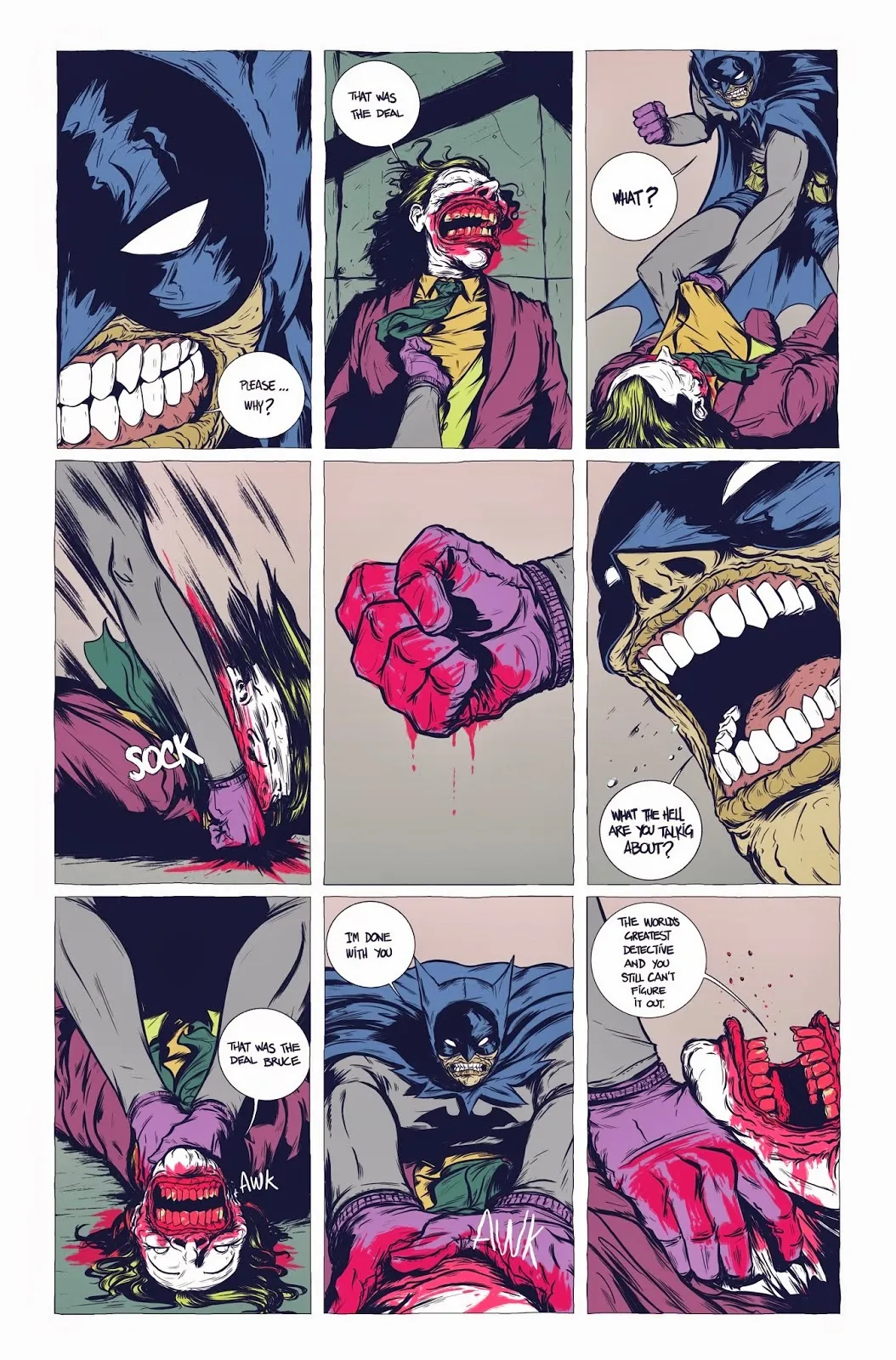 Pág V - Batman - The Deal por G. Preciado e D. Bayliss batman, batman the deal, daniel bayliss, gerardo preciado, moonhead batman, graphic novel batman, batman and joker, batman e coringa,