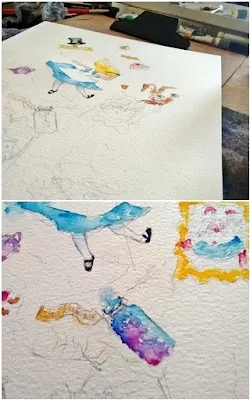 alice in wonderland, illustration alice in wonderland,watercolor, alice no país das maravilhas, aquarela, pintura aquarela, como pintar com aquarela, ilustração alice no país das maravilhas, watercolor illustration, painting, painting watercolor, lewis carroll