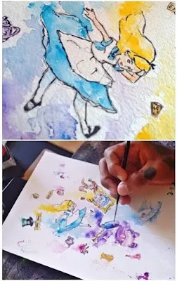 alice in wonderland, illustration alice in wonderland,watercolor, alice no país das maravilhas, aquarela, pintura aquarela, como pintar com aquarela, ilustração alice no país das maravilhas, watercolor illustration, painting, painting watercolor, lewis carroll