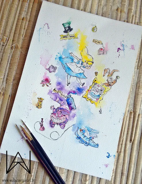 alice in wonderland, illustration alice in wonderland,watercolor, alice no país das maravilhas, aquarela, pintura aquarela, como pintar com aquarela, ilustração alice no país das maravilhas, watercolor illustration, painting, painting watercolor, lewis carroll