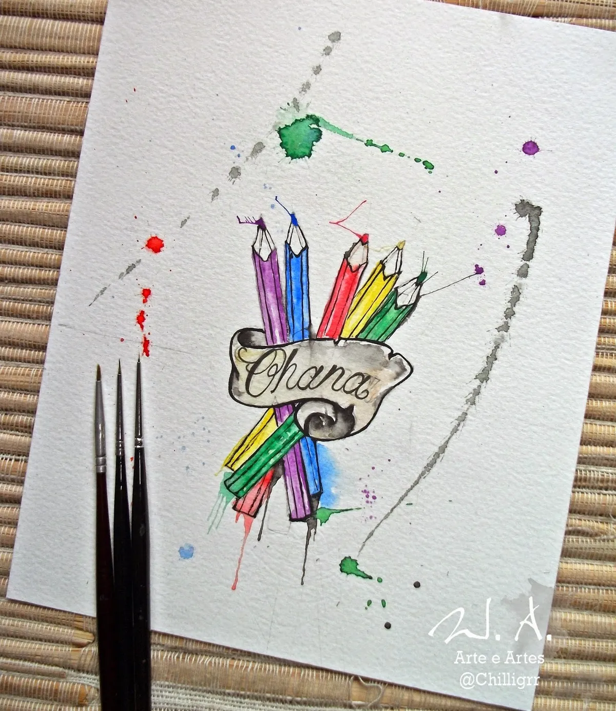 watercolor, painting, art, deadpool painting, deadpool tattoo, tattoo art, watercolor tattoo, lápis, colour