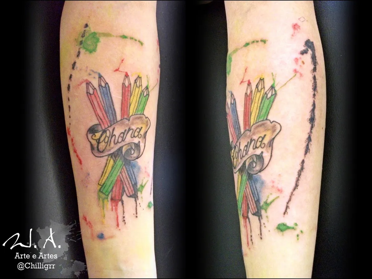 ohana tattoo, watercolor tattoo, tatuagem aquarela, aquarela, watercolor, tattoo, tatuagem