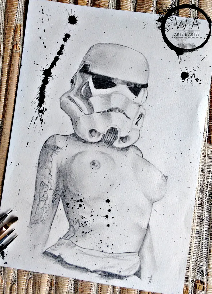 stormtrooper, nerd, geek, suicide girls, suicide girl, boobs,art, drawing, painting, pintura aquarela, aquarela, como usar aquarela, como pintar com aquarela, realismo preto e cinza, realismo com grafite, como desenhar realismo, desenho realista, desenhos realistas, desenho de corpo, desenhos de corpos, desenhos de nu artístico, nu artístico, desenho de rosto, grafite, desenho com grafite, arte, pintura,